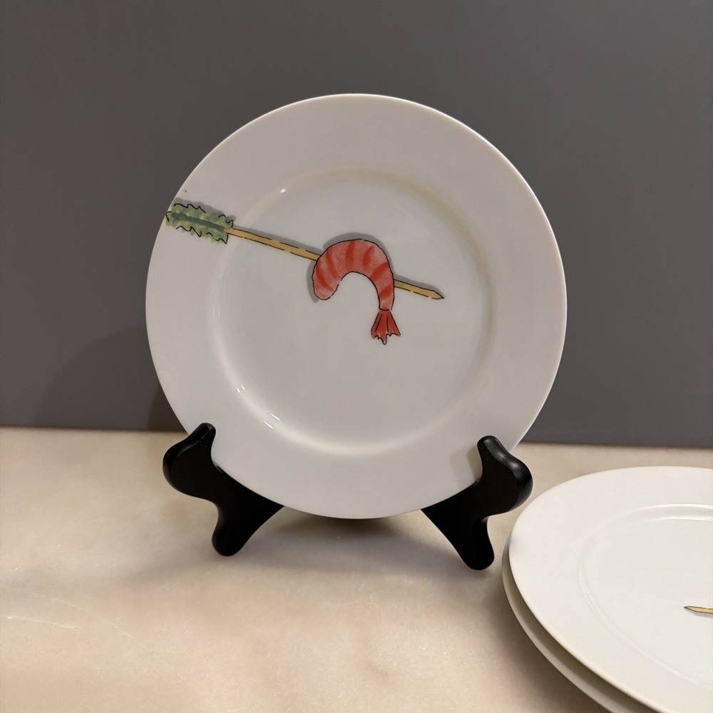 Set Of 5 Crate & Barrel Nancy Green Tidbits 6 .5" Tapas Bread Appetizer Plates - Picture 4 of 7